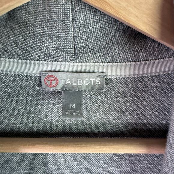 T By Talbots Women's Medium Gray Asymmetrical Zip Moto Sweater Jacket Athleisure - Picture 4 of 10